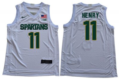 Men Michigan State Spartans NCAA #11 Aaron Henry White Authentic Nike 2020 Stitched College Basketball Jersey QQ32V18JN